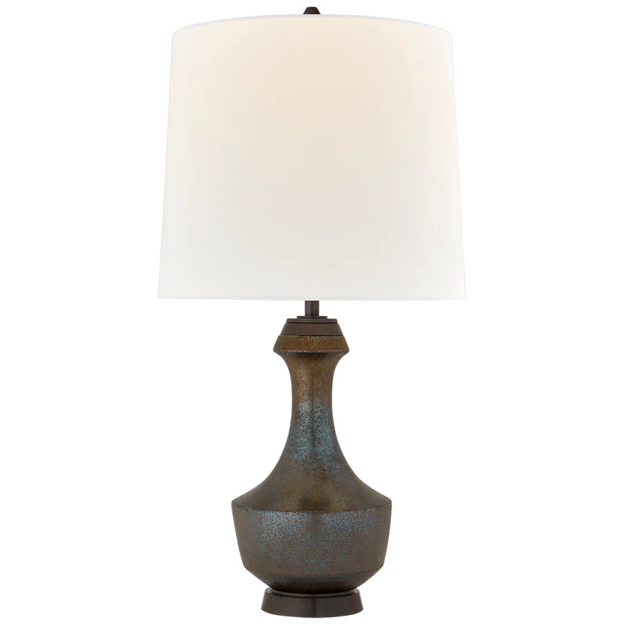 Mario Large Table Lamp-Visual Comfort-VISUAL-TOB 3686CBZ-L-Table LampsCrystal Bronze-Linen Shade-1-France and Son