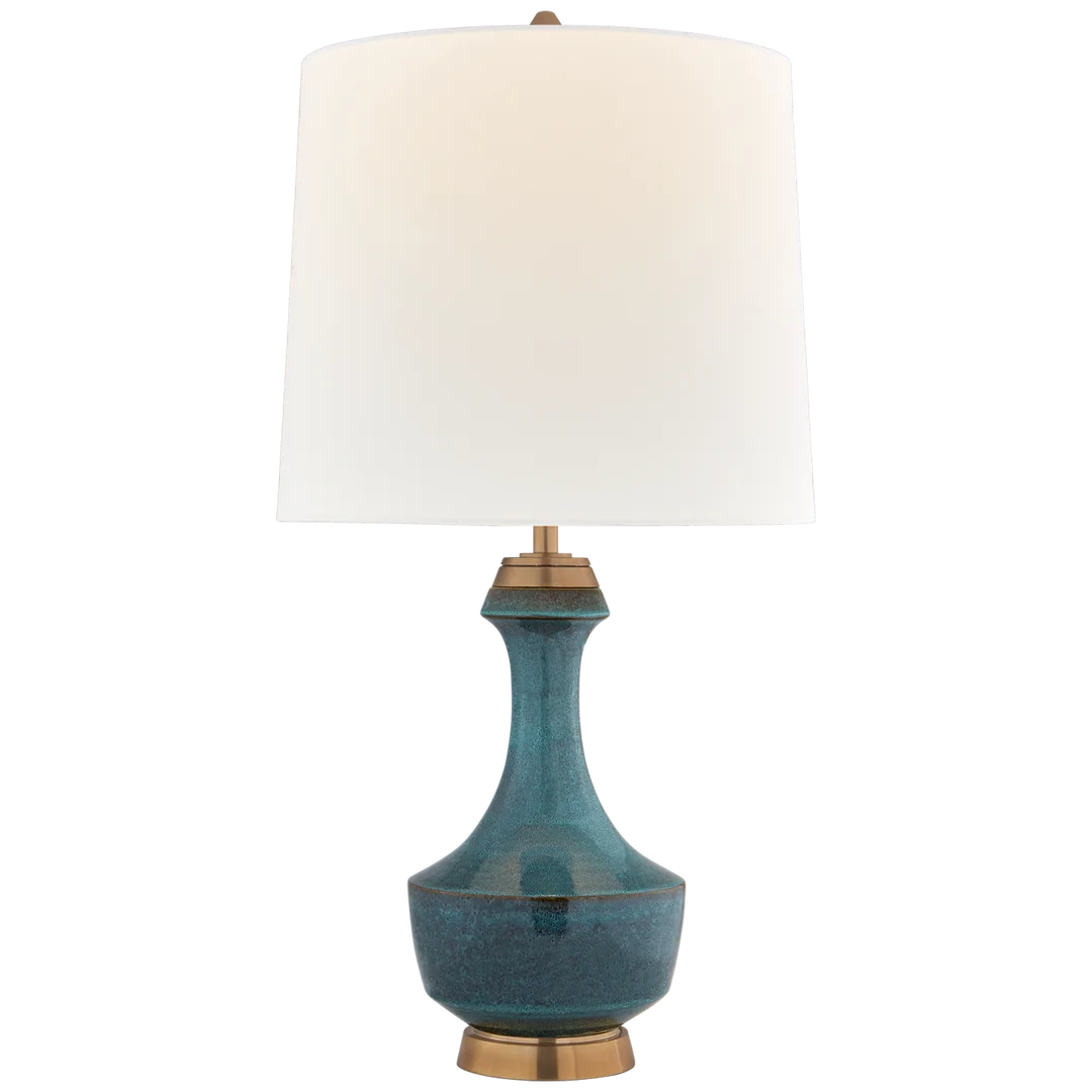 Mario Large Table Lamp-Visual Comfort-VISUAL-TOB 3686OSB-L-Table LampsOslo Blue-Linen Shade-3-France and Son