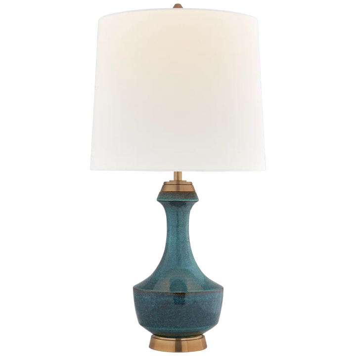 Mario Large Table Lamp-Visual Comfort-VISUAL-TOB 3686OSB-L-Table LampsOslo Blue-Linen Shade-3-France and Son