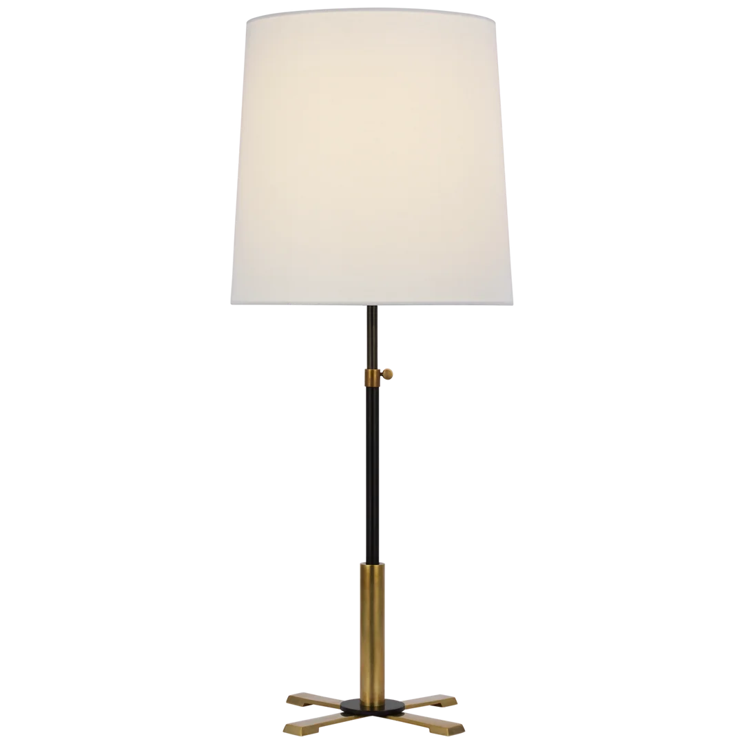 Quincy Large Adjustable Table Lamp-Visual Comfort-VISUAL-TOB 3723BZ/HAB-L-Table LampsBronze and Hand-Rubbed Antique Brass-Linen Shade-1-France and Son