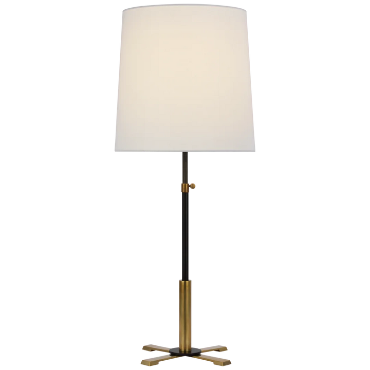 Quincy Large Adjustable Table Lamp-Visual Comfort-VISUAL-TOB 3723BZ/HAB-L-Table LampsBronze and Hand-Rubbed Antique Brass-Linen Shade-1-France and Son