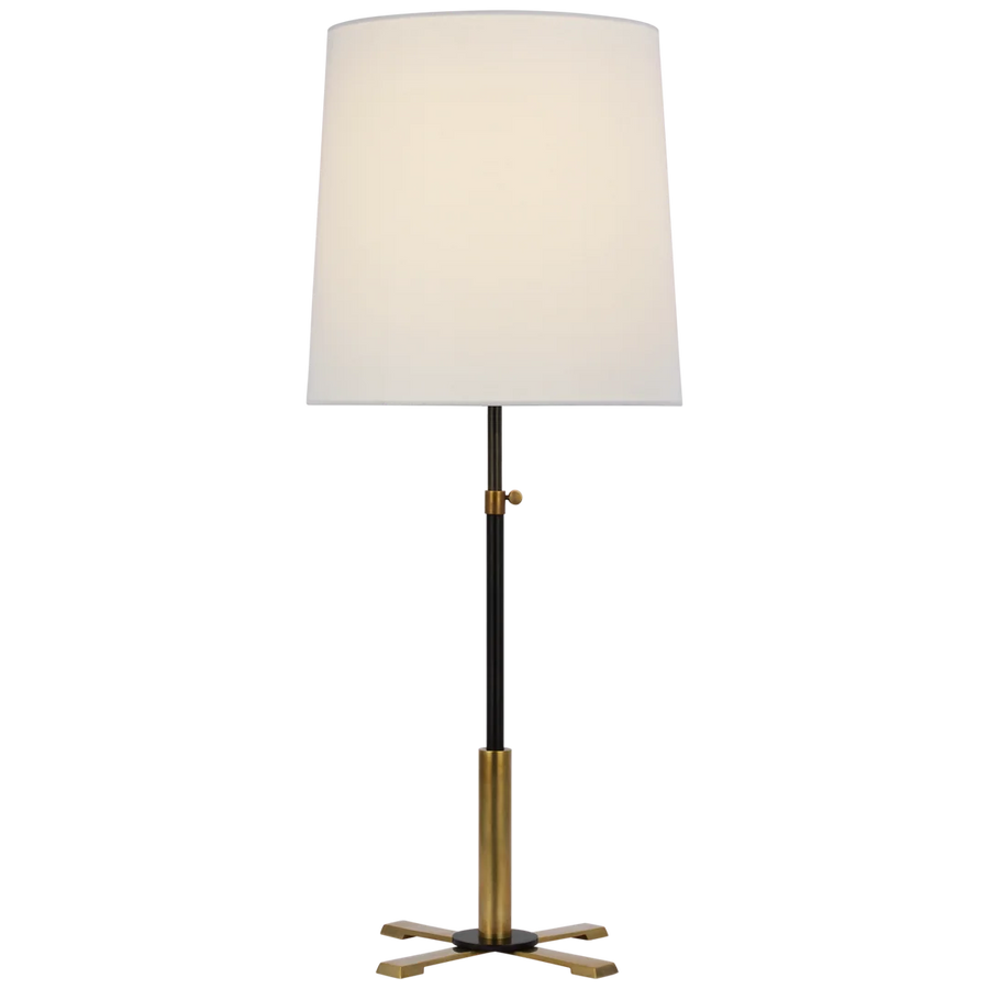 Quincy Large Adjustable Table Lamp-Visual Comfort-VISUAL-TOB 3723BZ/HAB-L-Table LampsBronze and Hand-Rubbed Antique Brass-Linen Shade-1-France and Son