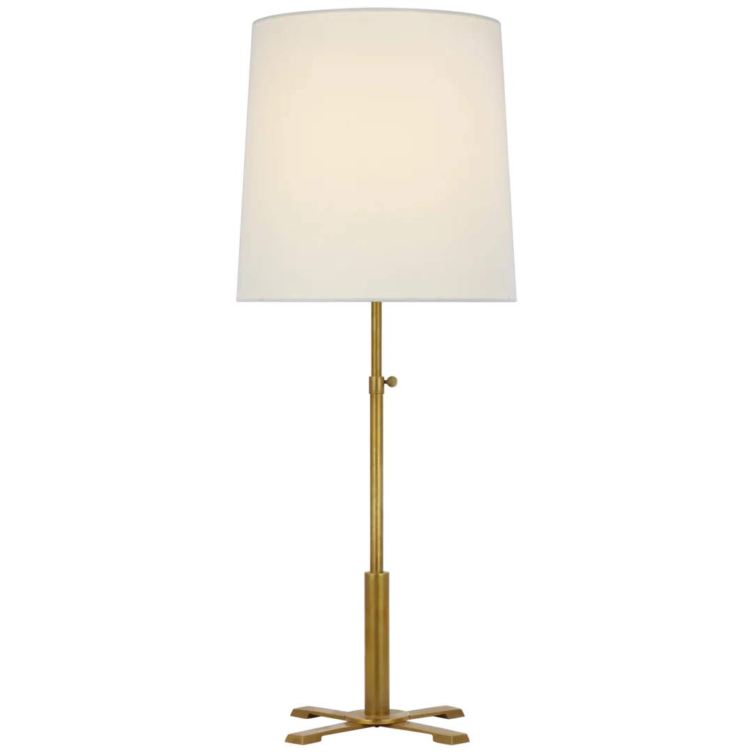 Quincy Large Adjustable Table Lamp-Visual Comfort-VISUAL-TOB 3723HAB-L-Table LampsHand-Rubbed Antique Brass-Linen Shade-2-France and Son