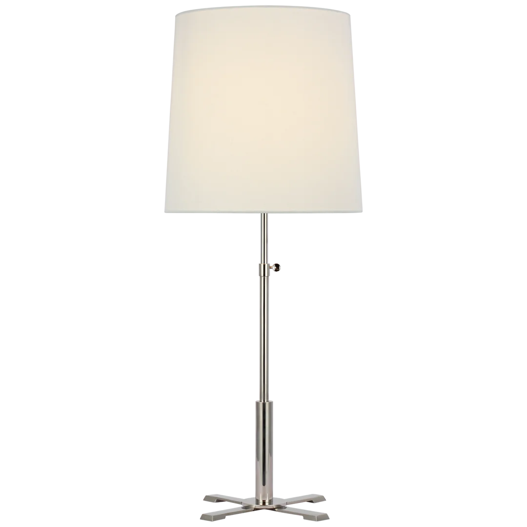 Quincy Large Adjustable Table Lamp-Visual Comfort-VISUAL-TOB 3723PN-L-Table LampsPolished Nickel-Linen Shade-3-France and Son