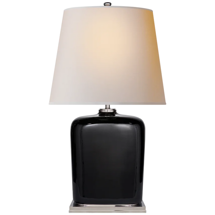 Minie Table Lamp-Visual Comfort-VISUAL-TOB 3804BLK-NP-Table LampsBlack Porcelain-Natural Paper Shade-2-France and Son