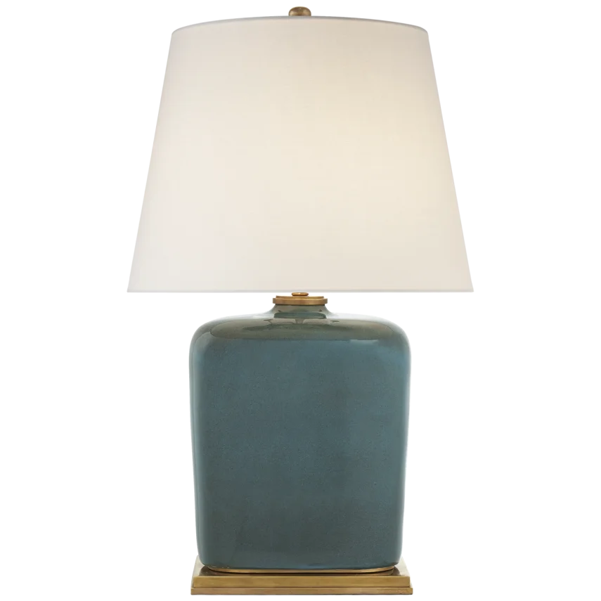 Minie Table Lamp-Visual Comfort-VISUAL-TOB 3804OSB-L-Table LampsOslo Blue-Linen Shade-5-France and Son