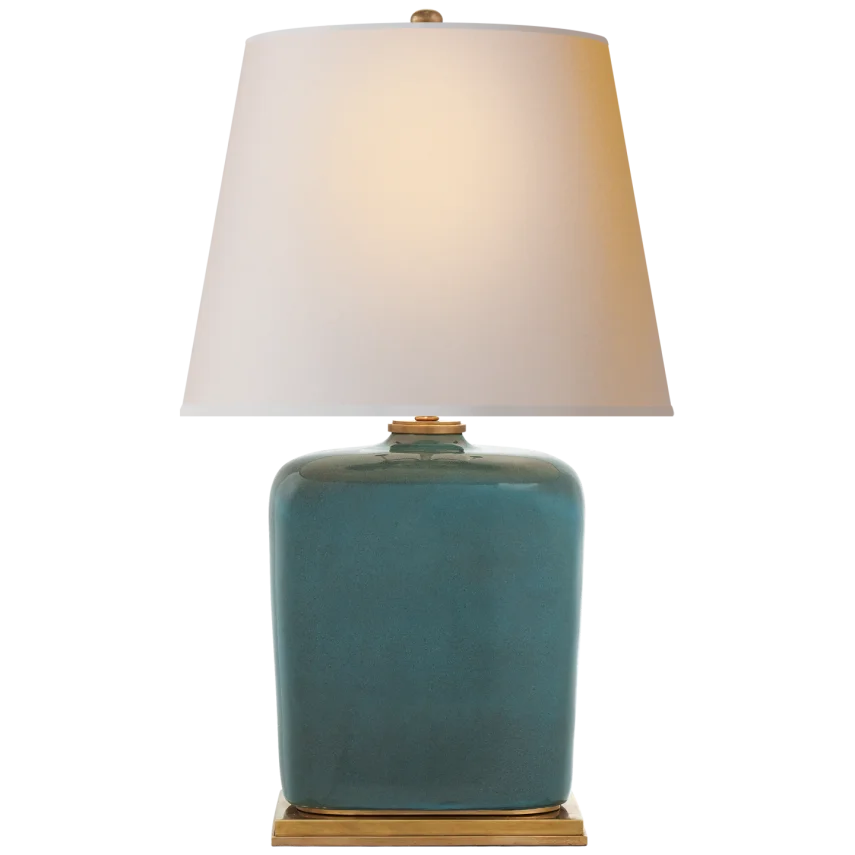 Minie Table Lamp-Visual Comfort-VISUAL-TOB 3804OSB-NP-Table LampsOslo Blue-Natural Paper Shade-6-France and Son