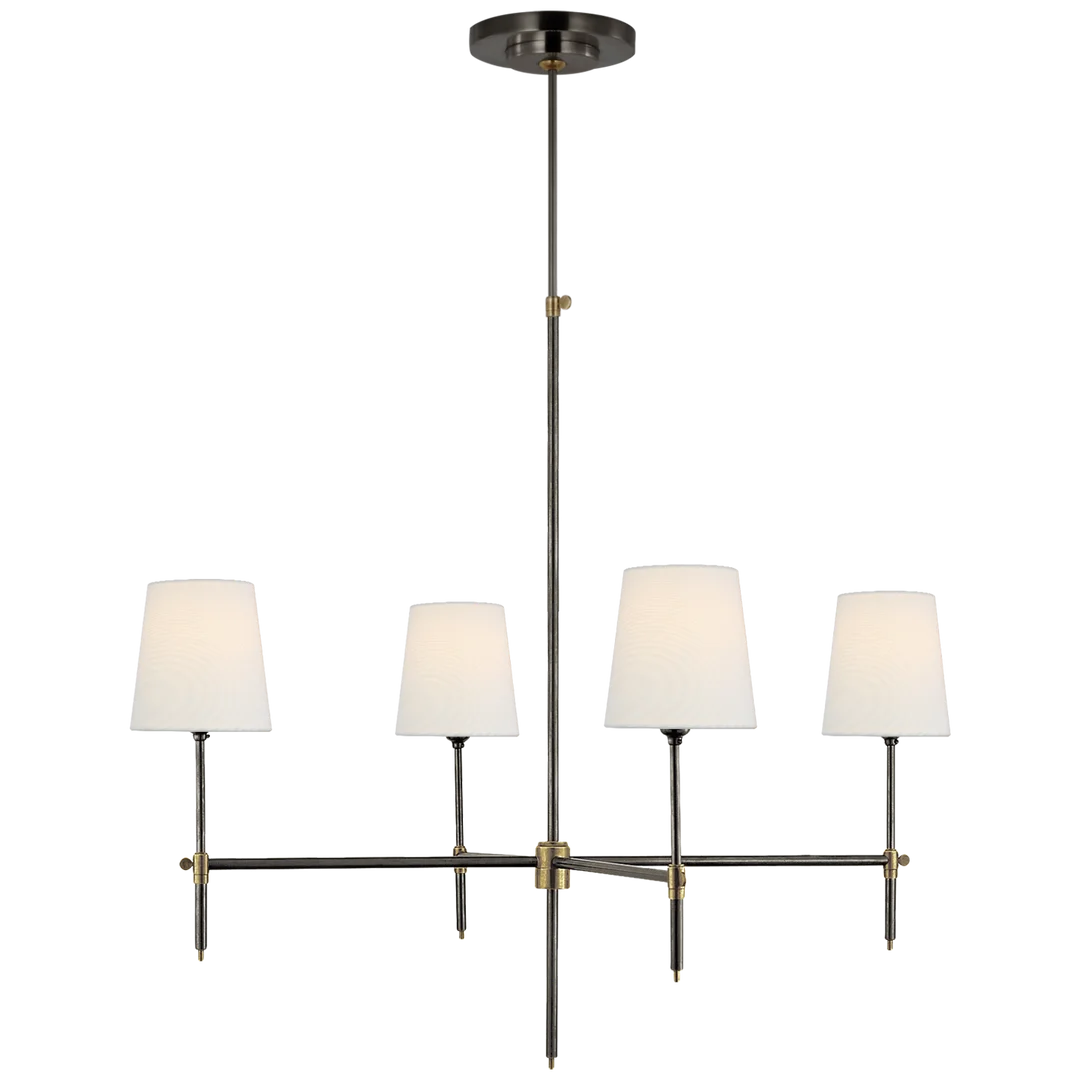 Brian Large Chandelier-Visual Comfort-VISUAL-TOB 5003BZ/HAB-L-ChandeliersBronze and Hand Rubbed Antique Brass-Linen-3-France and Son
