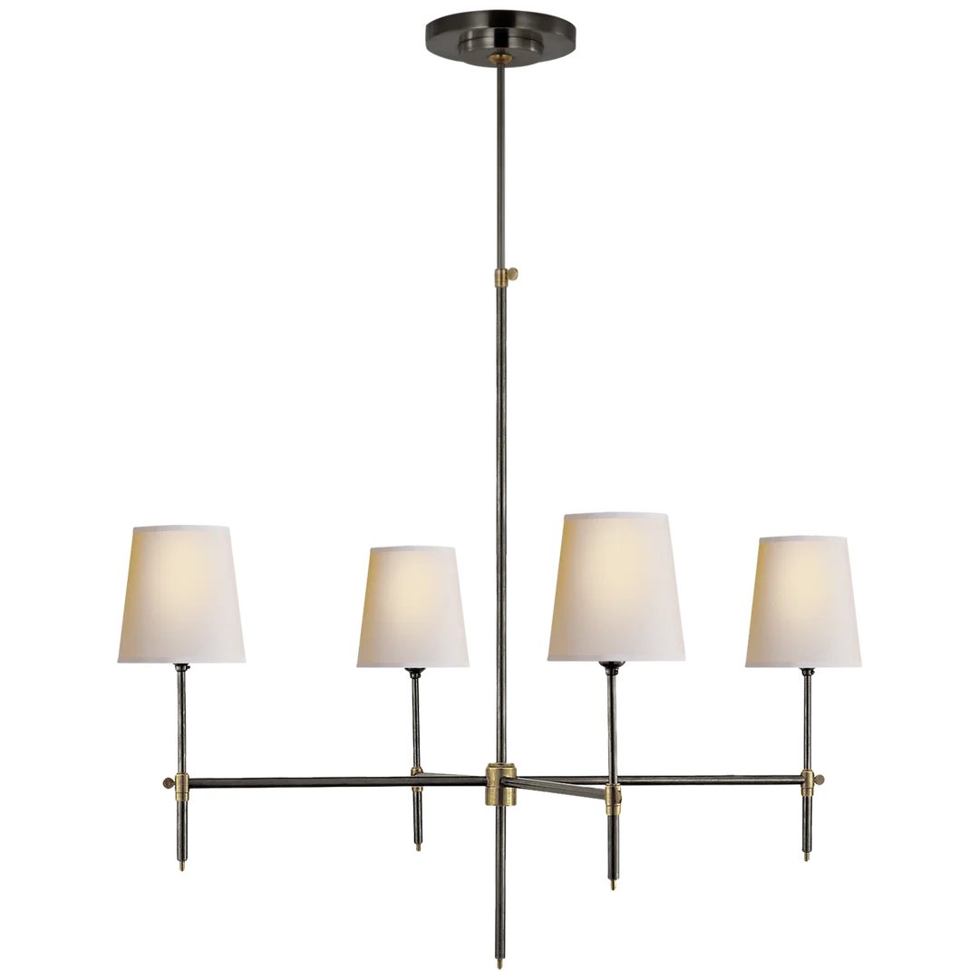 Brian Large Chandelier-Visual Comfort-VISUAL-TOB 5003BZ/HAB-NP-ChandeliersBronze and Hand Rubbed Antique Brass-Natural Paper-4-France and Son