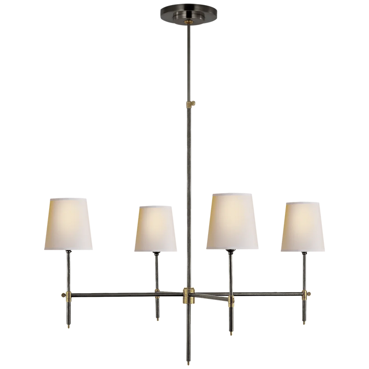 Brian Large Chandelier-Visual Comfort-VISUAL-TOB 5003BZ/HAB-NP-ChandeliersBronze and Hand Rubbed Antique Brass-Natural Paper-4-France and Son
