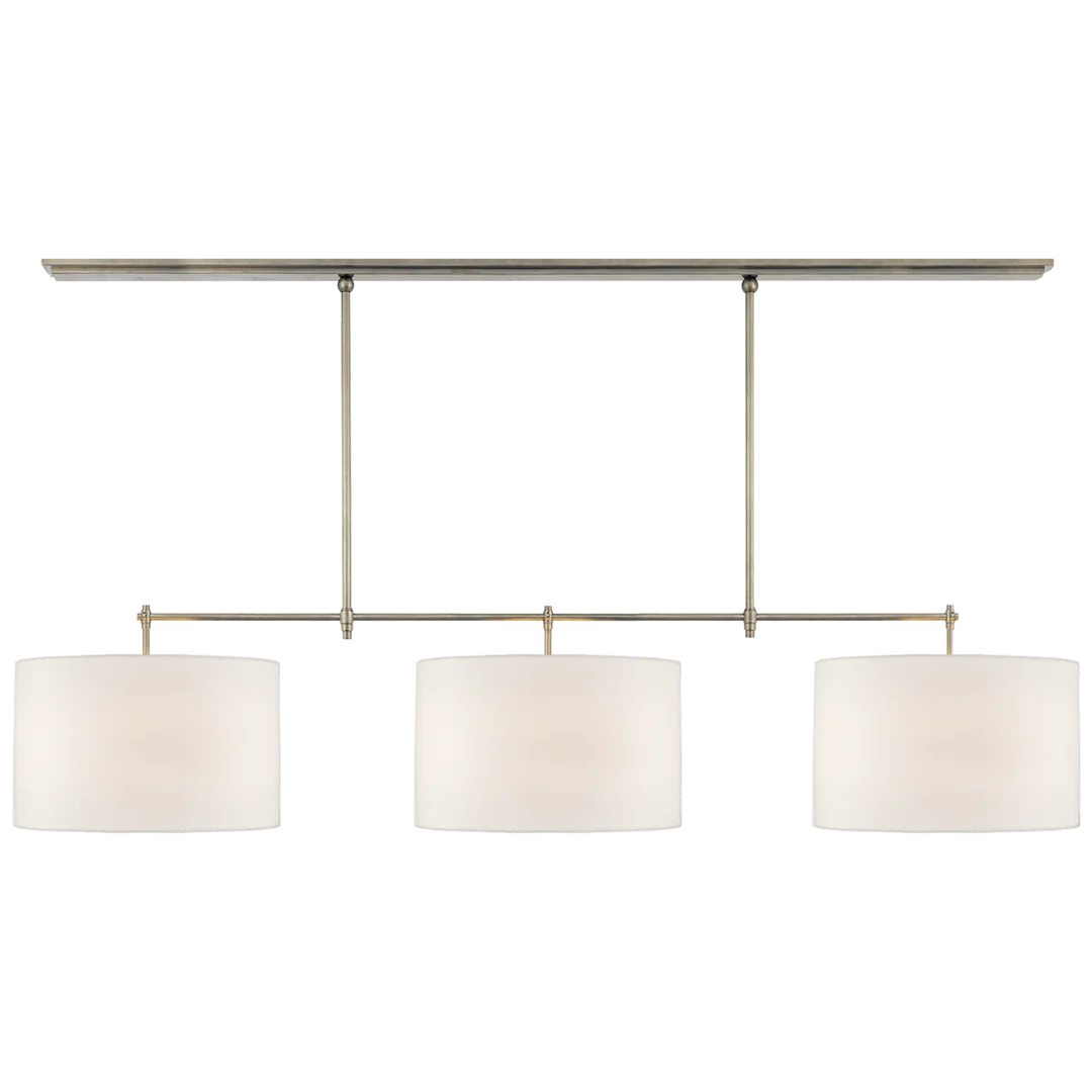 Brian Large Billiard-Visual Comfort-VISUAL-TOB 5005AN-L-ChandeliersAntique Nickel-Linen Shades-1-France and Son