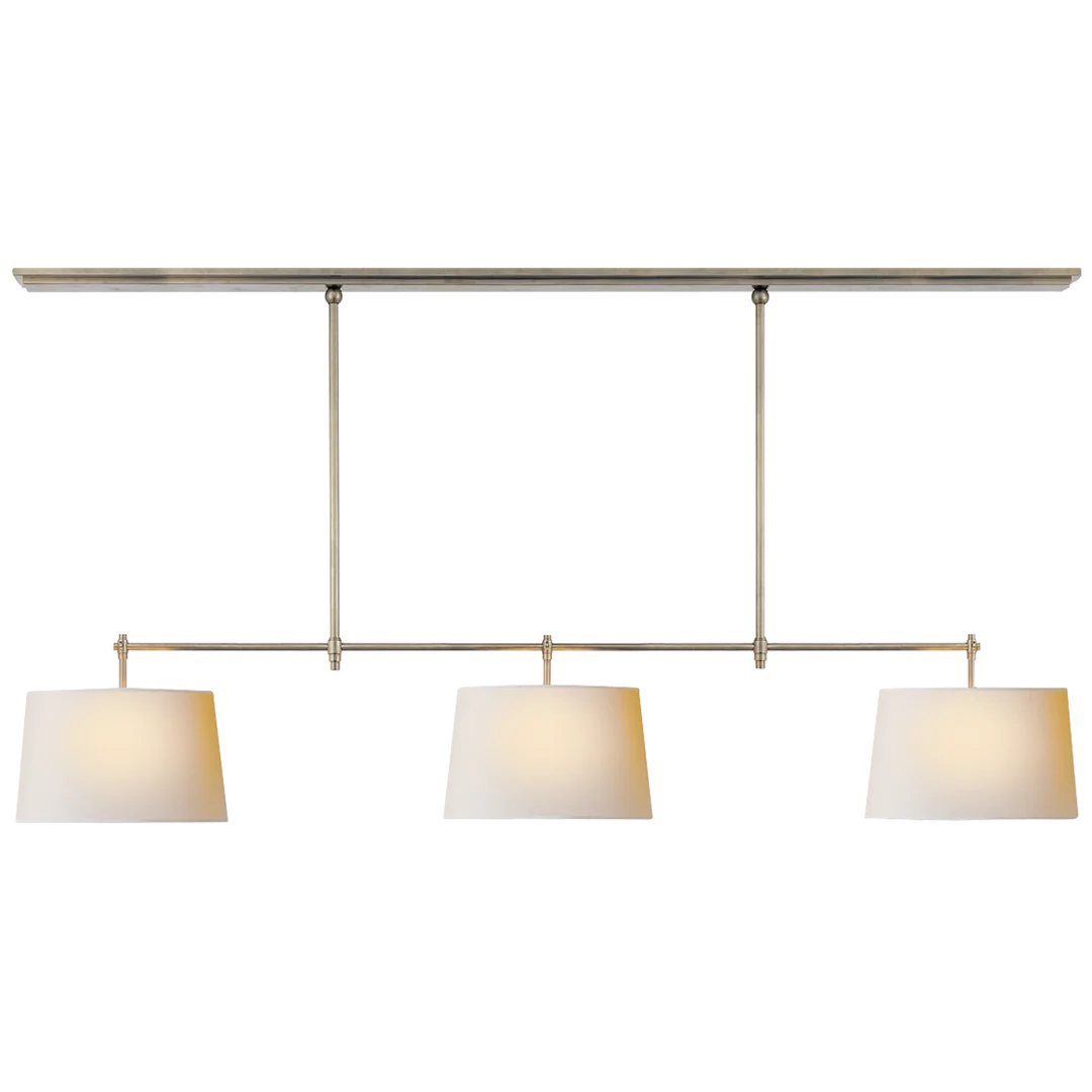 Brian Large Billiard-Visual Comfort-VISUAL-TOB 5005AN-L-ChandeliersAntique Nickel-Linen Shades-6-France and Son