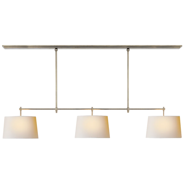 Brian Large Billiard-Visual Comfort-VISUAL-TOB 5005AN-L-ChandeliersAntique Nickel-Linen Shades-6-France and Son