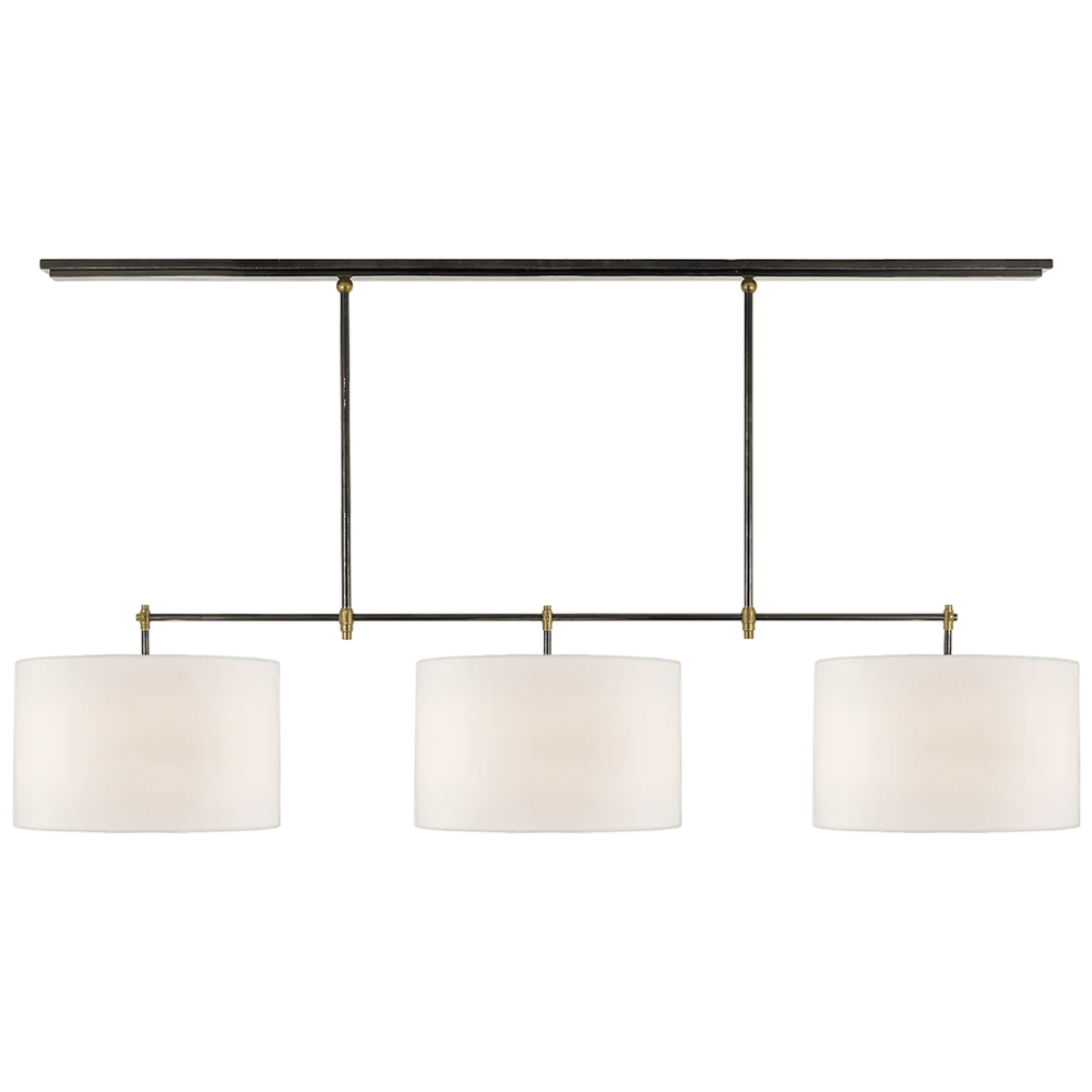 Brian Large Billiard-Visual Comfort-VISUAL-TOB 5005BZ/HAB-L-ChandeliersBronze and Hand-Rubbed Antique Brass-Linen Shades-2-France and Son