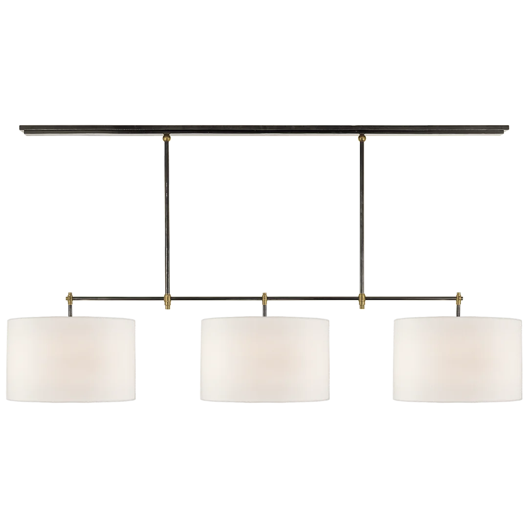 Brian Large Billiard-Visual Comfort-VISUAL-TOB 5005BZ/HAB-L-ChandeliersBronze and Hand-Rubbed Antique Brass-Linen Shades-2-France and Son