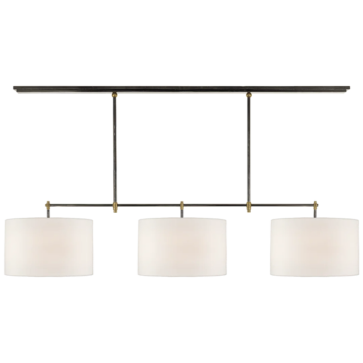 Brian Large Billiard-Visual Comfort-VISUAL-TOB 5005BZ/HAB-L-ChandeliersBronze and Hand-Rubbed Antique Brass-Linen Shades-2-France and Son