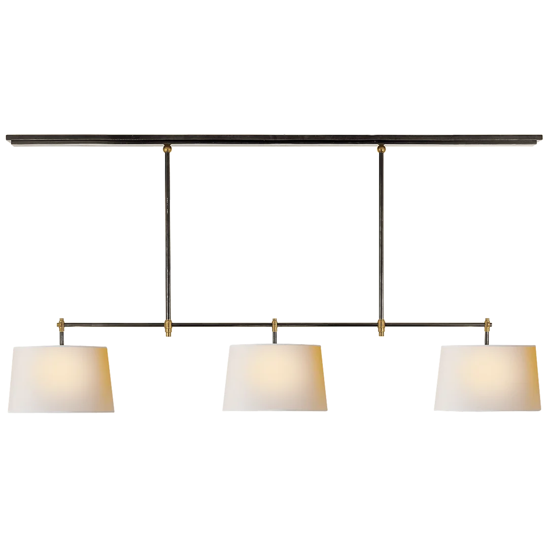 Brian Large Billiard-Visual Comfort-VISUAL-TOB 5005AN-L-ChandeliersAntique Nickel-Linen Shades-7-France and Son