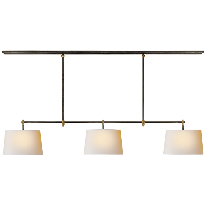 Brian Large Billiard-Visual Comfort-VISUAL-TOB 5005AN-L-ChandeliersAntique Nickel-Linen Shades-7-France and Son