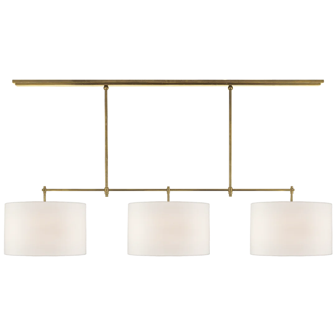 Brian Large Billiard-Visual Comfort-VISUAL-TOB 5005HAB-L-ChandeliersHand-Rubbed Antique Brass-Linen Shades-4-France and Son