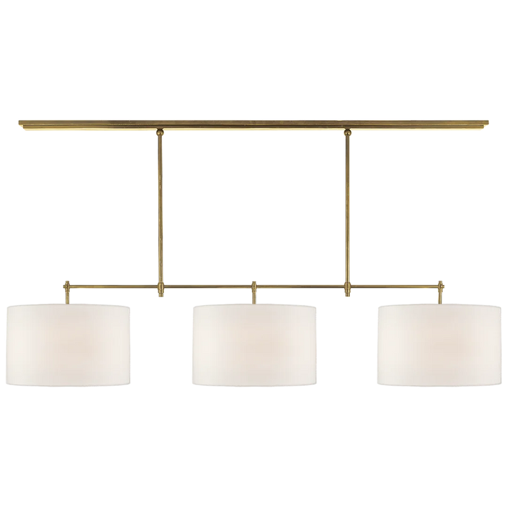 Brian Large Billiard-Visual Comfort-VISUAL-TOB 5005HAB-L-ChandeliersHand-Rubbed Antique Brass-Linen Shades-4-France and Son