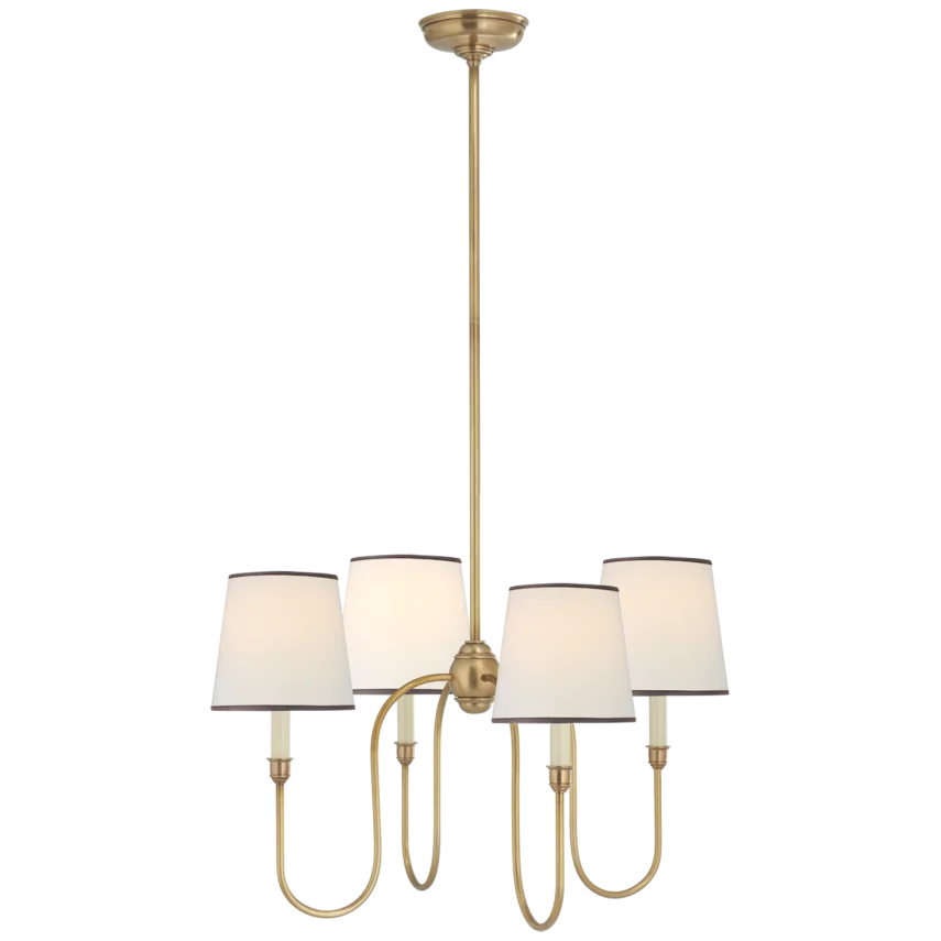 Vendy Chandelier-Visual Comfort-VISUAL-TOB 5007HAB-L/BT-ChandeliersSmall-Hand-Rubbed Antique Brass-Linen Shades with Black Trim-12-France and Son