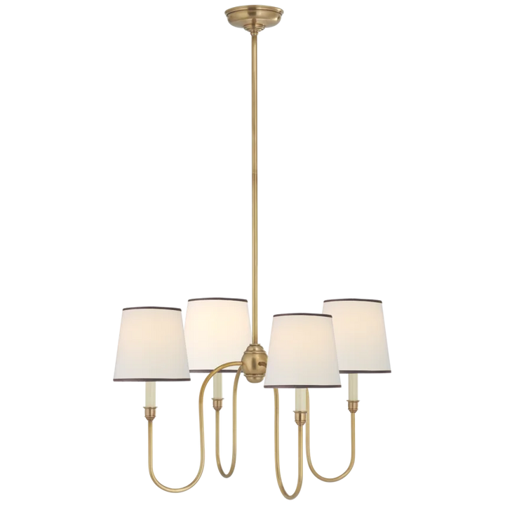 Vendy Chandelier-Visual Comfort-VISUAL-TOB 5007HAB-L/BT-ChandeliersSmall-Hand-Rubbed Antique Brass-Linen Shades with Black Trim-12-France and Son