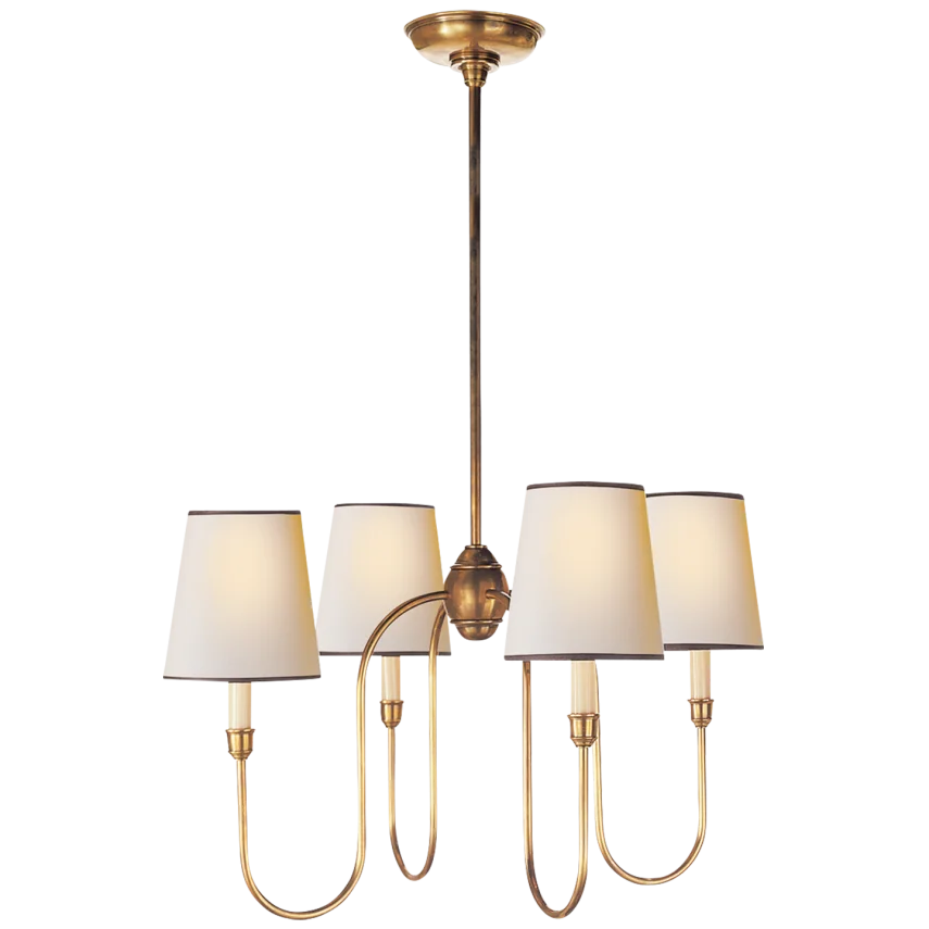 Vendy Chandelier-Visual Comfort-VISUAL-TOB 5007HAB-NP/BT-ChandeliersSmall-Hand-Rubbed Antique Brass-Natural Paper Shades with Black Trim-14-France and Son