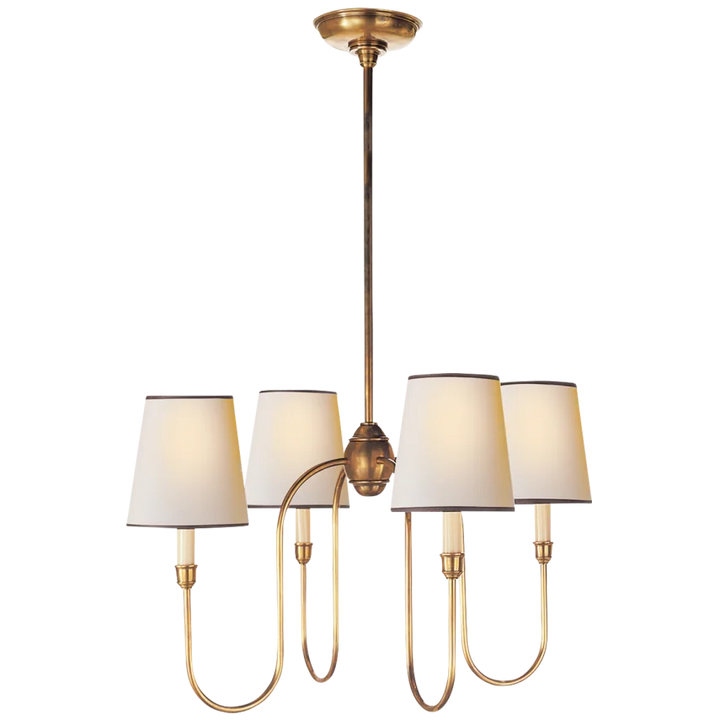 Vendy Chandelier-Visual Comfort-VISUAL-TOB 5007HAB-NP/BT-ChandeliersSmall-Hand-Rubbed Antique Brass-Natural Paper Shades with Black Trim-14-France and Son