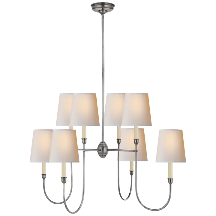 Vendy Large Chandelier-Visual Comfort-VISUAL-TOB 5008AS-NP-ChandeliersAntique Silver-Natural Paper Shades-2-France and Son