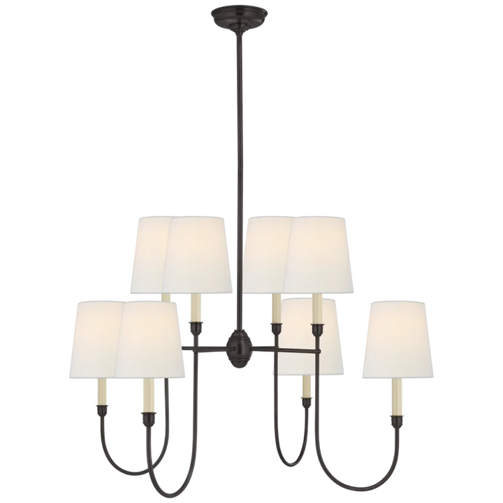 Vendy Large Chandelier-Visual Comfort-VISUAL-TOB 5008BZ-L-ChandeliersBronze-Linen Shades-3-France and Son