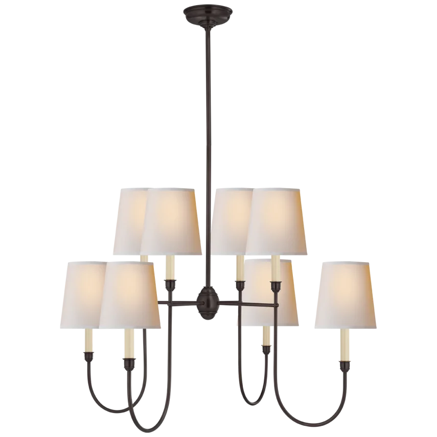 Vendy Large Chandelier-Visual Comfort-VISUAL-TOB 5008BZ-NP-ChandeliersBronze-Natural Paper Shades-4-France and Son