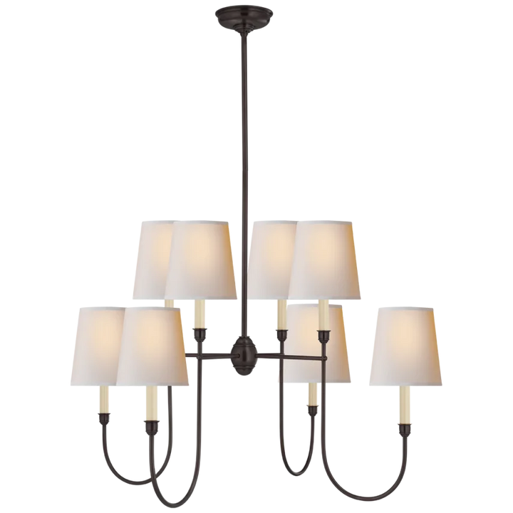 Vendy Large Chandelier-Visual Comfort-VISUAL-TOB 5008BZ-NP-ChandeliersBronze-Natural Paper Shades-4-France and Son