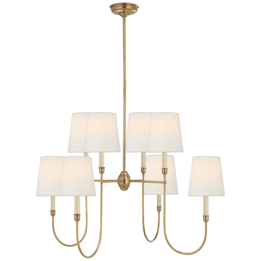 Vendy Large Chandelier-Visual Comfort-VISUAL-TOB 5008HAB-L-ChandeliersHand-Rubbed Antique Brass-Linen Shades-5-France and Son