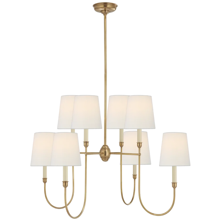 Vendy Large Chandelier-Visual Comfort-VISUAL-TOB 5008HAB-L-ChandeliersHand-Rubbed Antique Brass-Linen Shades-5-France and Son