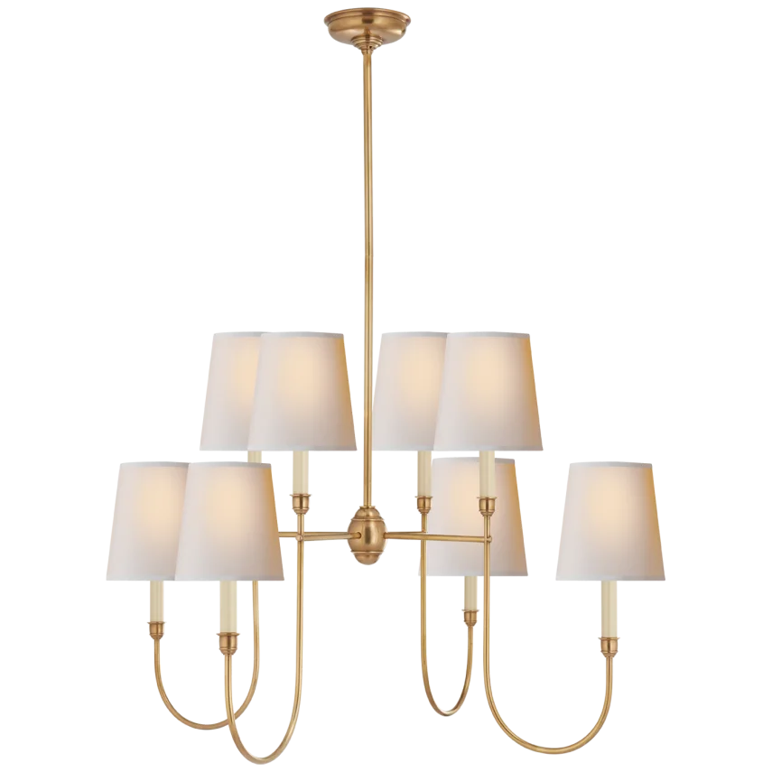 Vendy Large Chandelier-Visual Comfort-VISUAL-TOB 5008HAB-NP-ChandeliersHand-Rubbed Antique Brass-Natural Paper Shades-6-France and Son