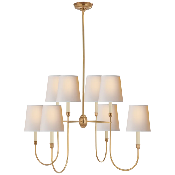 Vendy Large Chandelier-Visual Comfort-VISUAL-TOB 5008HAB-NP-ChandeliersHand-Rubbed Antique Brass-Natural Paper Shades-6-France and Son