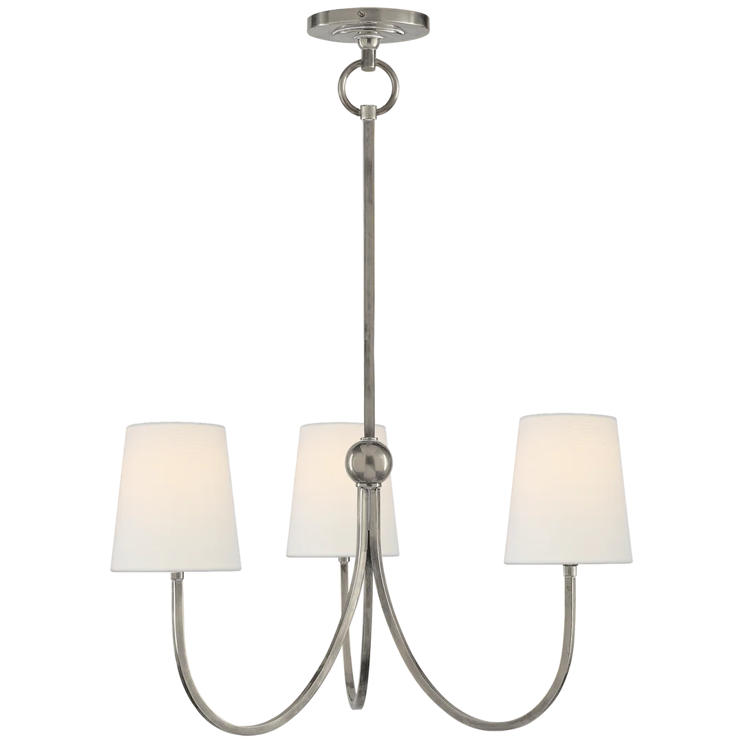 Reymond Small Chandelier-Visual Comfort-VISUAL-TOB 5009AN-L-ChandeliersAntique Nickel-Linen Shades-1-France and Son