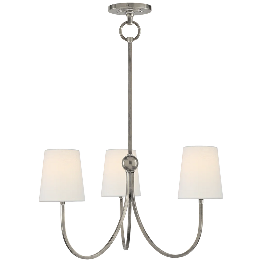 Reymond Small Chandelier-Visual Comfort-VISUAL-TOB 5009AN-L-ChandeliersAntique Nickel-Linen Shades-1-France and Son
