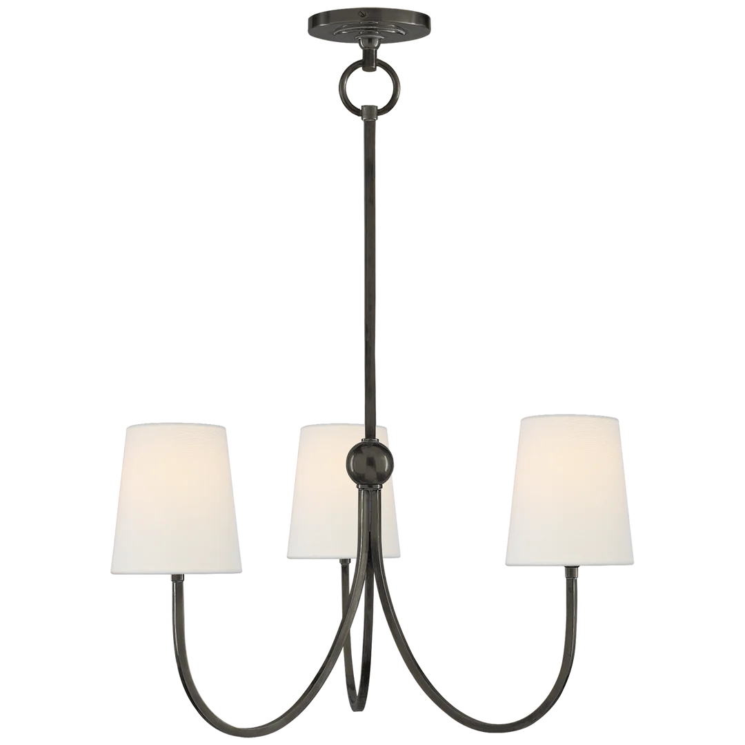 Reymond Small Chandelier-Visual Comfort-VISUAL-TOB 5009BZ-L-ChandeliersBronze-Linen Shades-3-France and Son