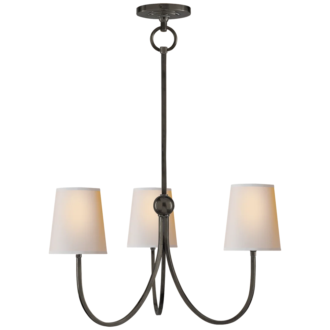 Reymond Small Chandelier-Visual Comfort-VISUAL-TOB 5009BZ-NP-ChandeliersBronze-Natural Paper Shades-4-France and Son