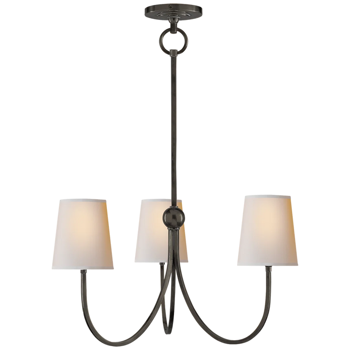 Reymond Small Chandelier-Visual Comfort-VISUAL-TOB 5009BZ-NP-ChandeliersBronze-Natural Paper Shades-4-France and Son