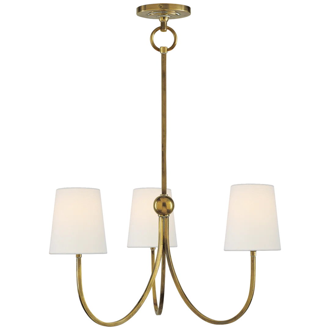 Reymond Small Chandelier-Visual Comfort-VISUAL-TOB 5009HAB-L-ChandeliersHand-Rubbed Antique Brass-Linen Shades-5-France and Son