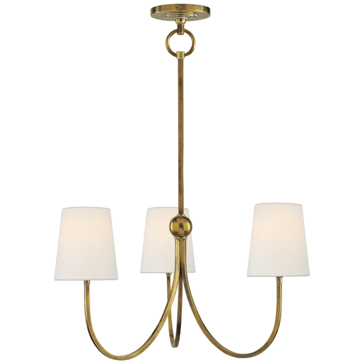 Reymond Small Chandelier-Visual Comfort-VISUAL-TOB 5009HAB-L-ChandeliersHand-Rubbed Antique Brass-Linen Shades-5-France and Son