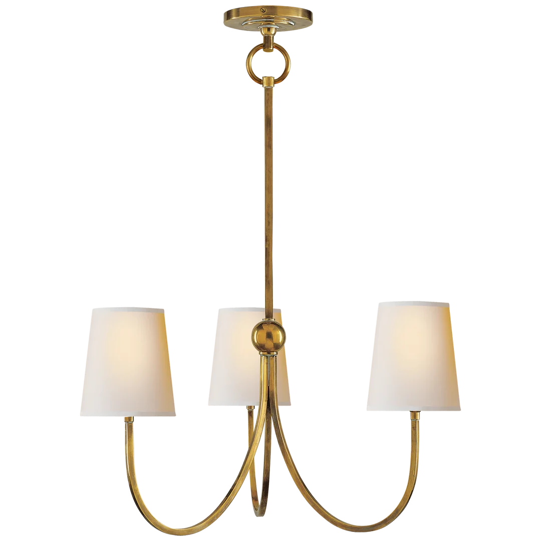 Reymond Small Chandelier-Visual Comfort-VISUAL-TOB 5009HAB-NP-ChandeliersHand-Rubbed Antique Brass-Natural Paper Shades-6-France and Son