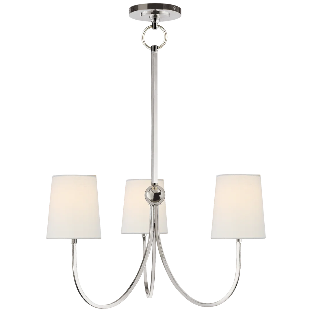 Reymond Small Chandelier-Visual Comfort-VISUAL-TOB 5009PN-L-ChandeliersPolished Nickel-Linen Shades-7-France and Son