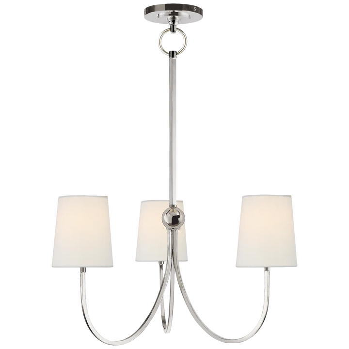 Reymond Small Chandelier-Visual Comfort-VISUAL-TOB 5009PN-L-ChandeliersPolished Nickel-Linen Shades-7-France and Son