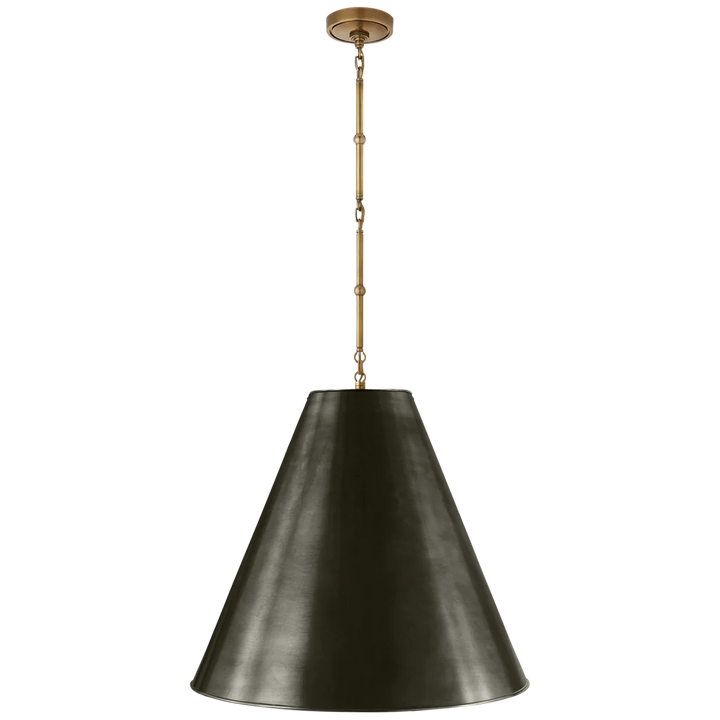 Greatman Large Hanging Lamp-Visual Comfort-VISUAL-TOB 5014HAB-BZ-ChandeliersHand-Rubbed Antique Brass - Bronze Shade-9-France and Son