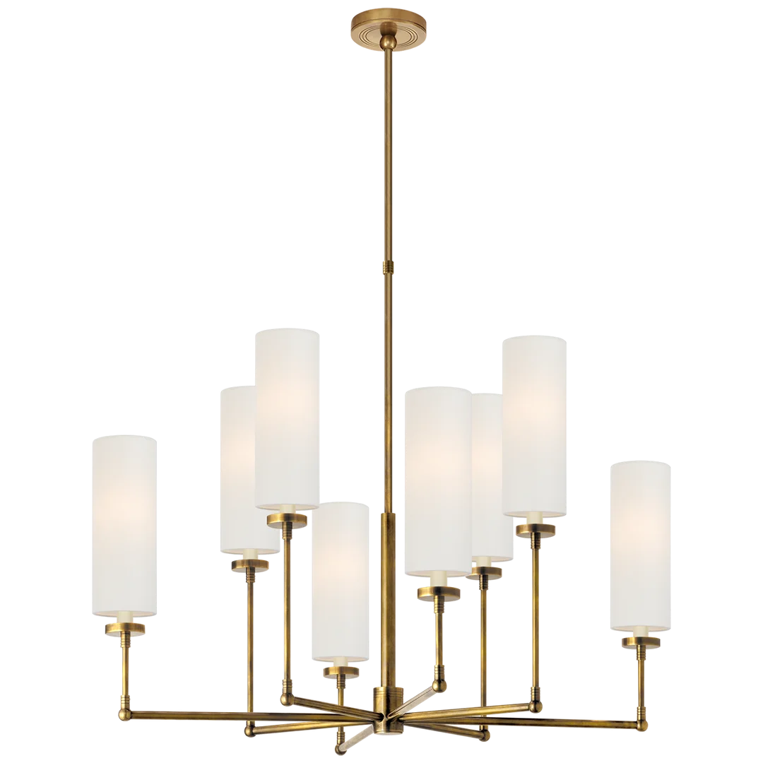 Zendaya Large Chandelier-Visual Comfort-ChandeliersBronze-Linen Shades-3-France and Son