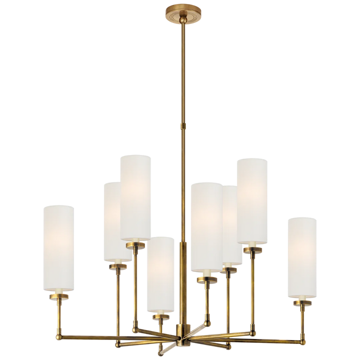 Zendaya Large Chandelier-Visual Comfort-ChandeliersBronze-Linen Shades-3-France and Son