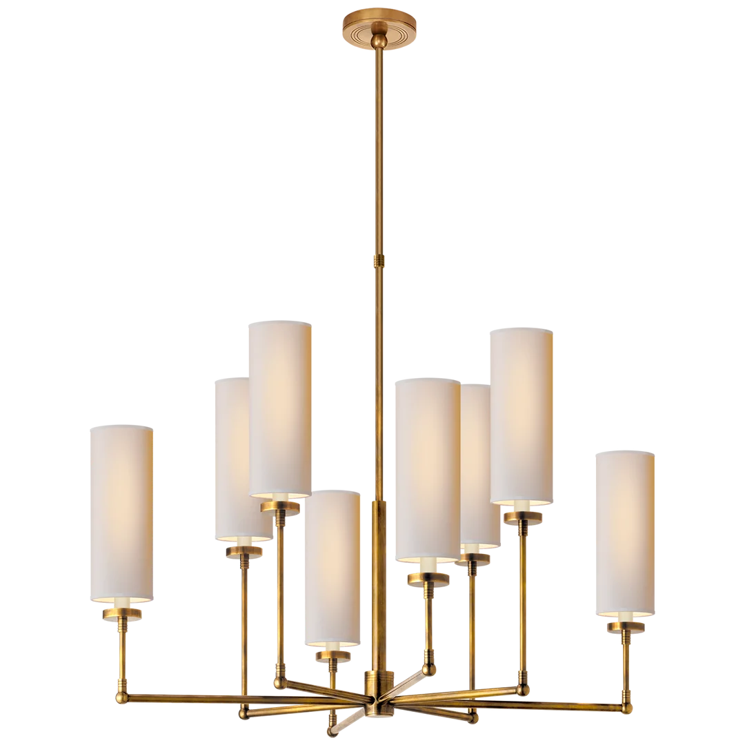 Zendaya Large Chandelier-Visual Comfort-ChandeliersBronze-Linen Shades-4-France and Son